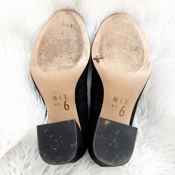 MIX NO. 6 | Black Ommi 3.5" Block Heel Heels Pump Pumps Microsuede | Size 9 - Picture 6 of 11